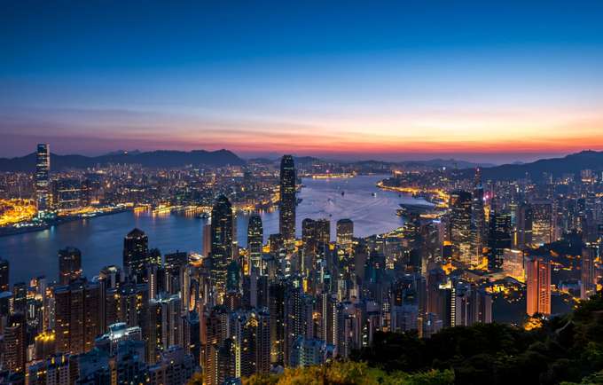 Amazing view of the Hong Kong Skyline from the Victoria Peak