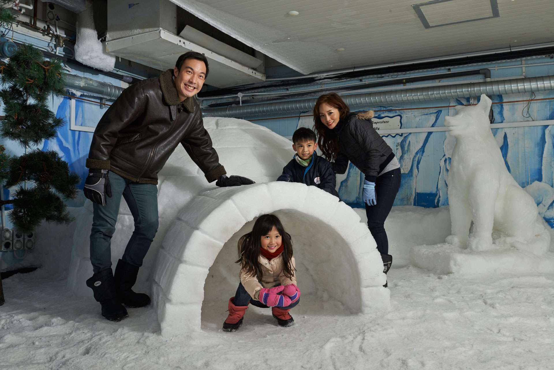 Family enjoying at Snow City Singapore