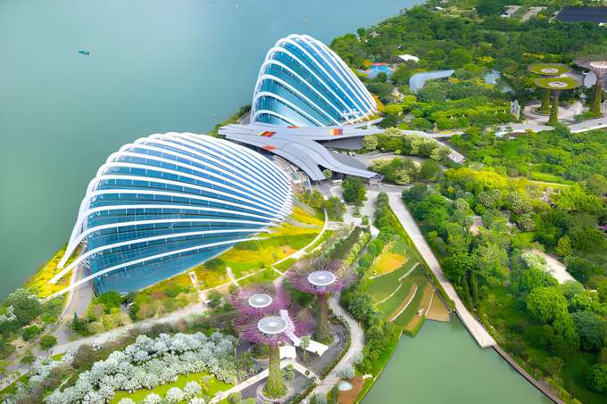 Aerial view of Gardens By the Bay