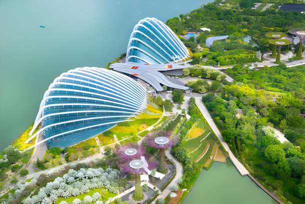 Aerial view of Gardens By the Bay