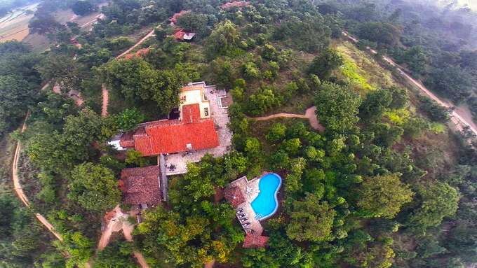 A mesmerizing aerial view of Kanha Earth Lodge, Kanha 