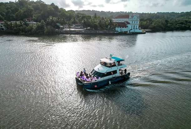 Set sail on the sea in a catamaran for 1-hour while taking in Goa's picturesque beauty